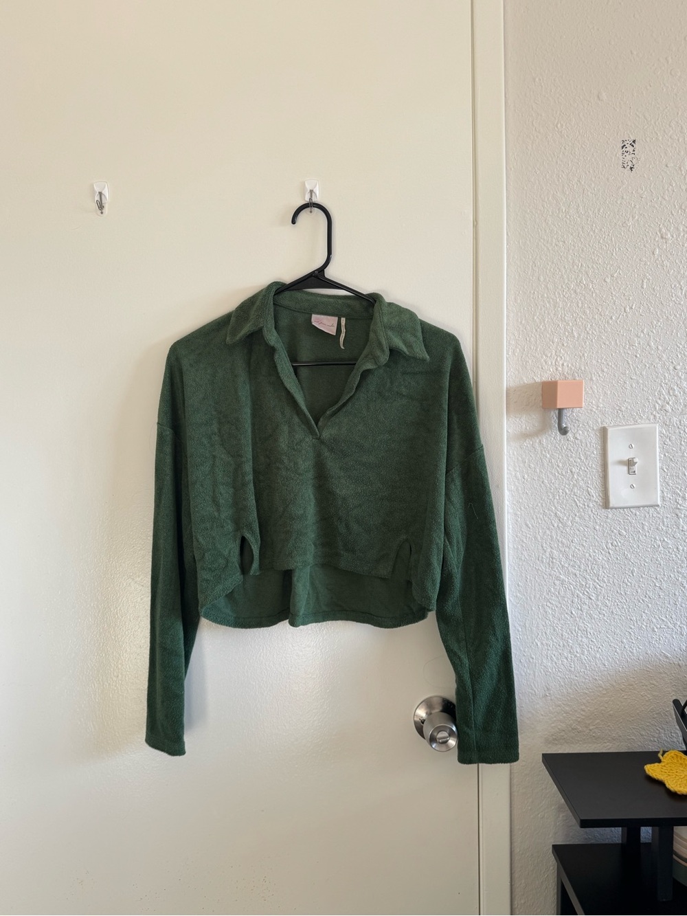 Forest Green Cropped Teddy Pullover Jacket